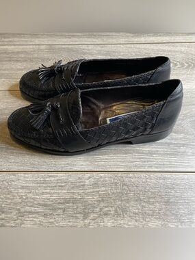 Bragano Cole Haan Men Loafer Size 10.5M Black Woven Tassel Slip On Dress Shoe
